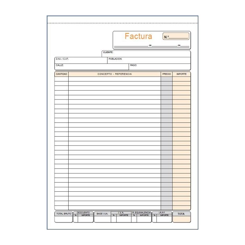 Talonario de facturas Loan T93 A4 natural triplicado autocopiante