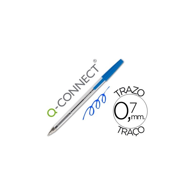 Boligrafo Q-connect azul transparente