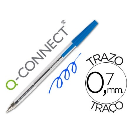 Boligrafo Q-connect azul transparente