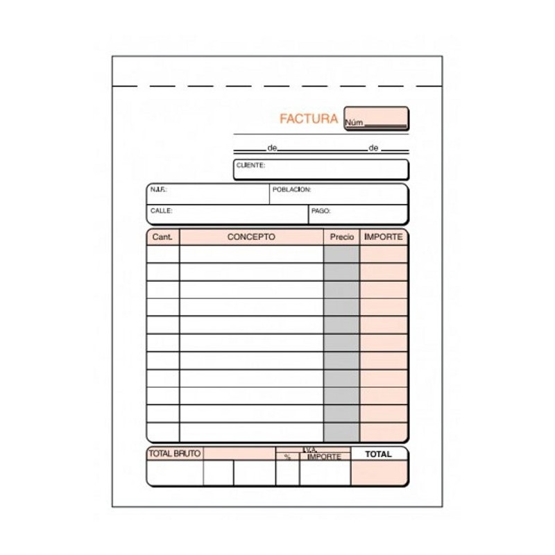 Talonario de facturas Loan T70 octavo natural triplicado autocopiante
