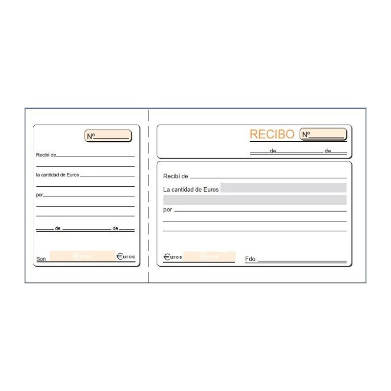 Talonario de recibos Loan T16e tercio apaisado Euskera sin copia