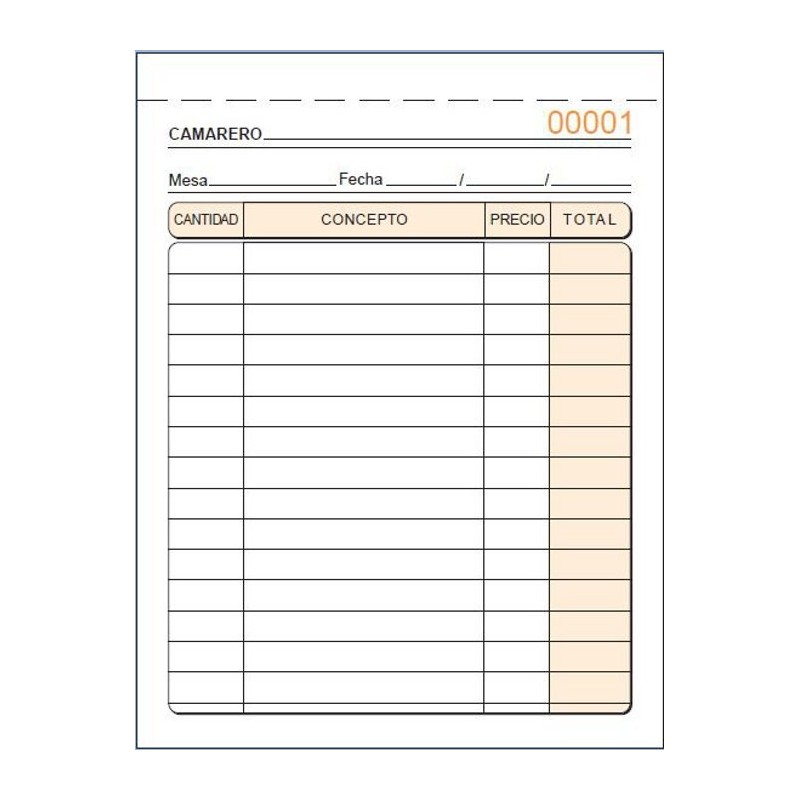 Talonario de camareros Loan T140n natural numerado duplicado tamaño bolsillo