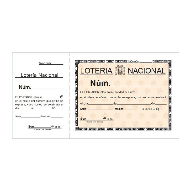 LOAN TALONARIO T15 -LOTERIA- 1/3 FOLIO 2 TINTAS